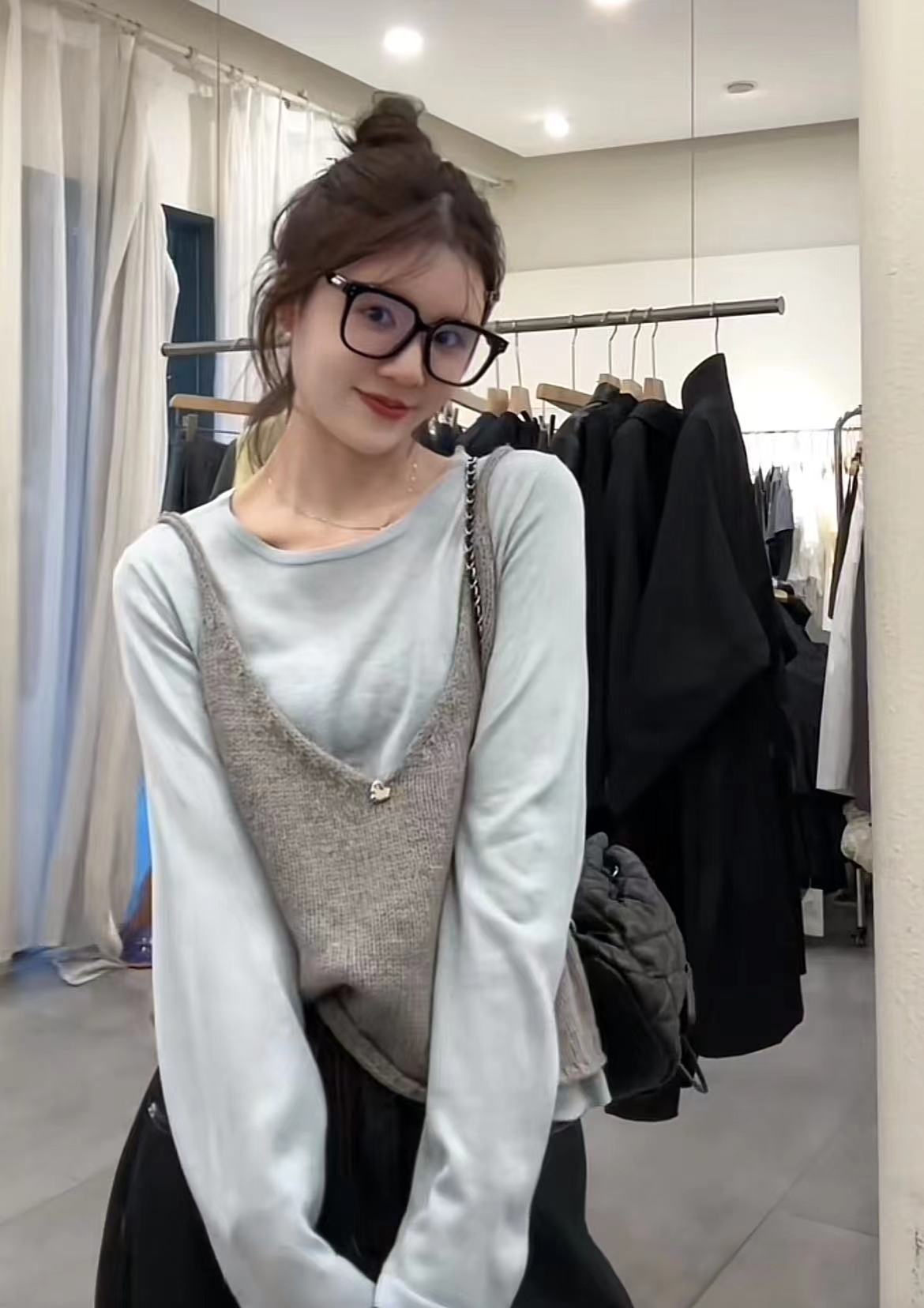 Korean Style Two-Piece Knit Sweater Round Neck Loose Fit Long Sleeve Fall 2024