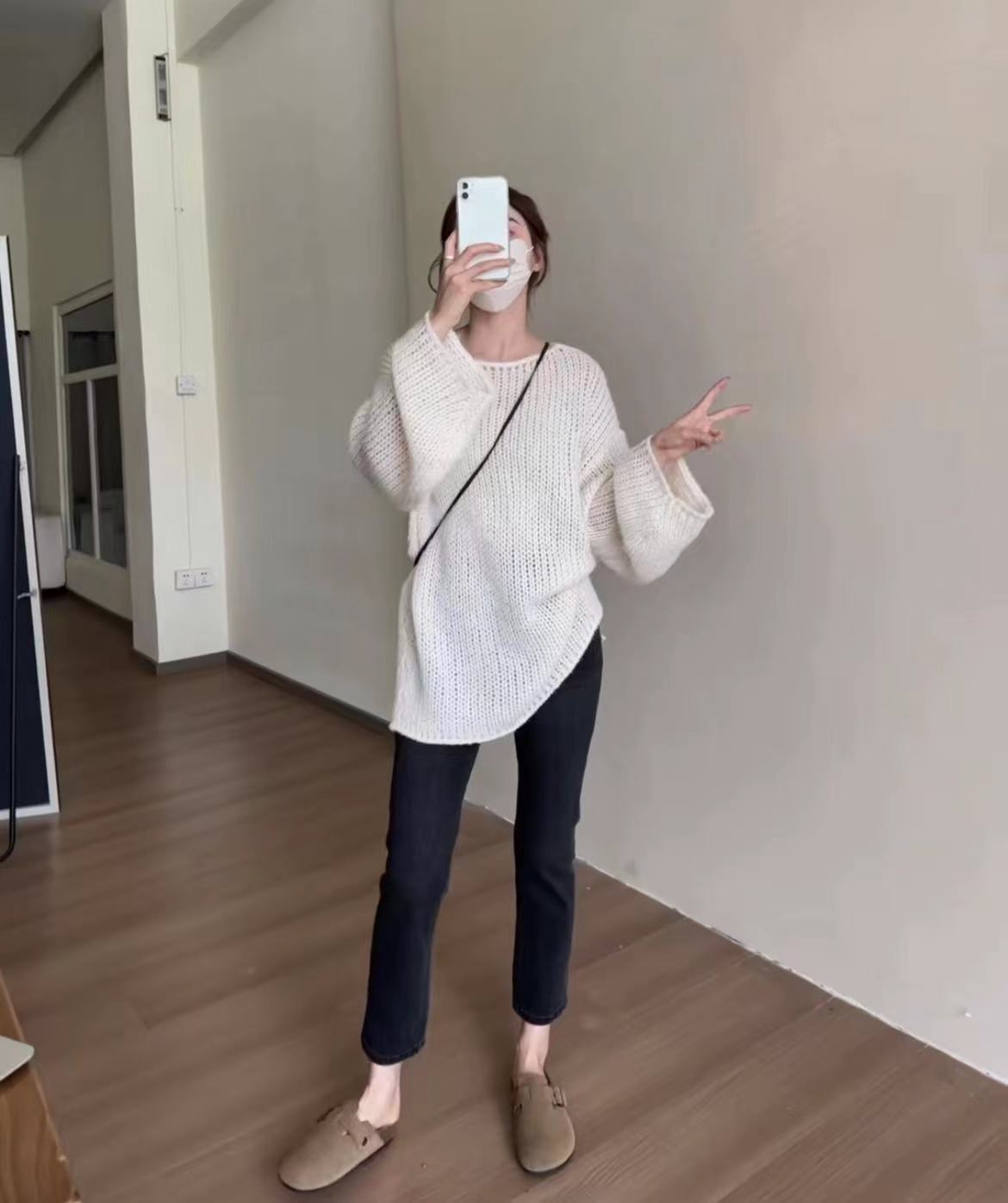 New Side Slit Lazy Style Oversized Open Knit Sweater