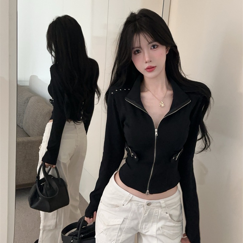 Camouflage Double Zip Cardigan Short Jacket Slim Fit Top - Style 47aceb - Image 5