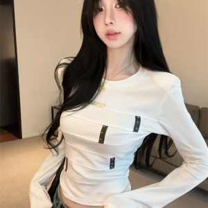 2025 Early Autumn Women's American Style Long Sleeve Slim Fit T-Shirt