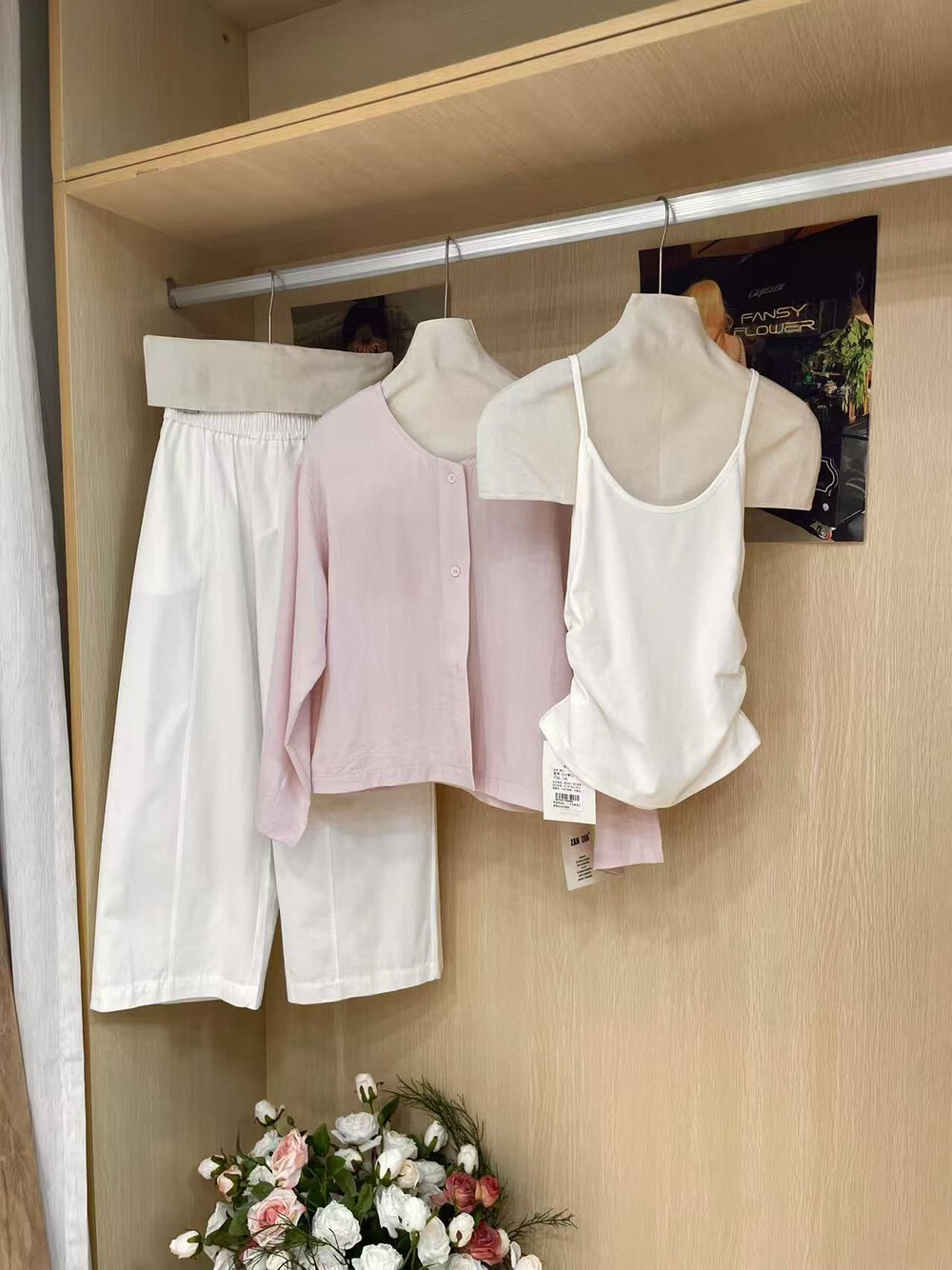 Women's 2-Piece Woven Cotton Cardigan and Tank Top Set with Pants - Image 4