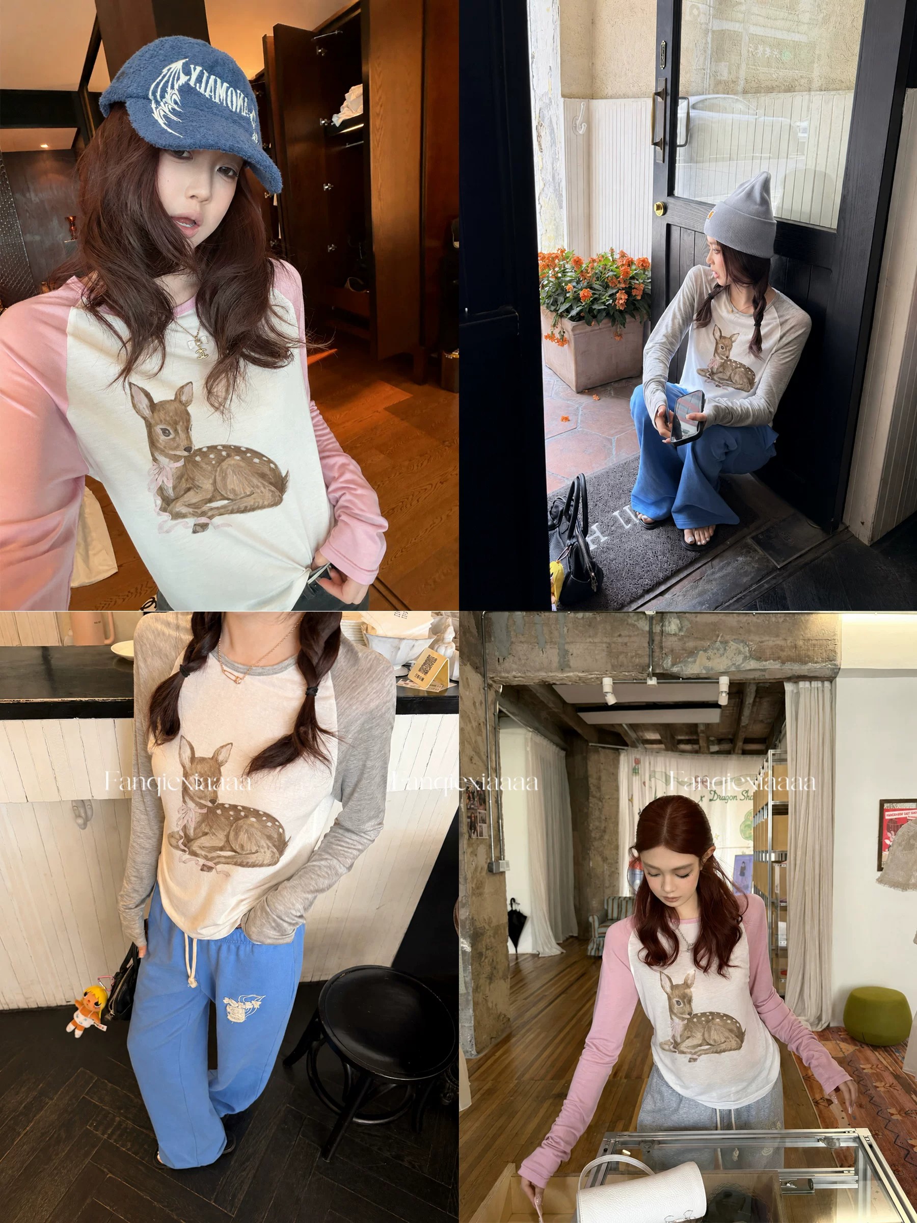 Women's Summer Korean Style Color Block Round Neck Slim Fit T-Shirt