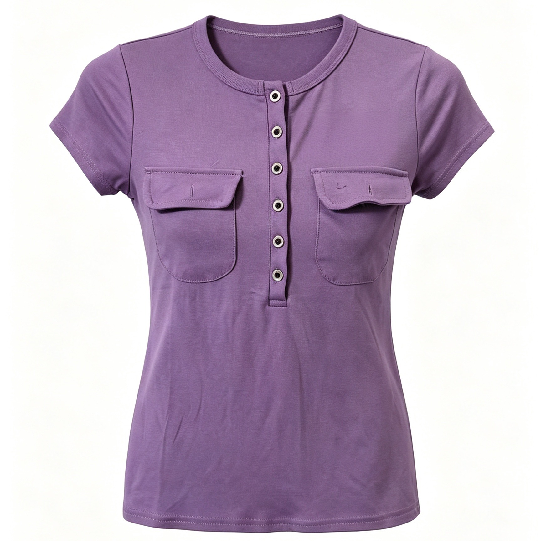 Women's Slimming Short Top with Pockets - Black Purple - Image 5