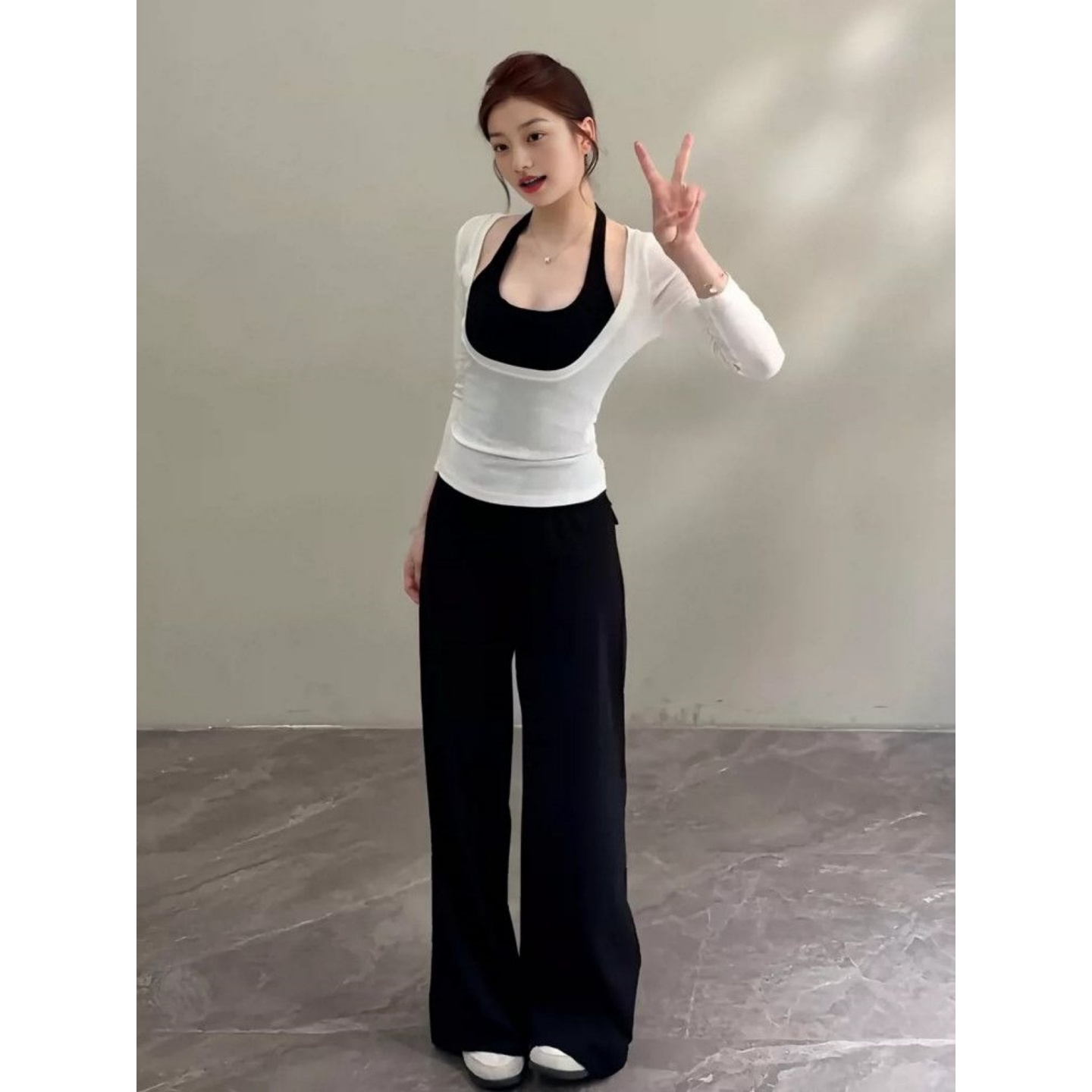 Women's Slim Fit Two-Piece Set Lyocell Ribbed Modal American Style - Style 5c8ee6 - Image 3