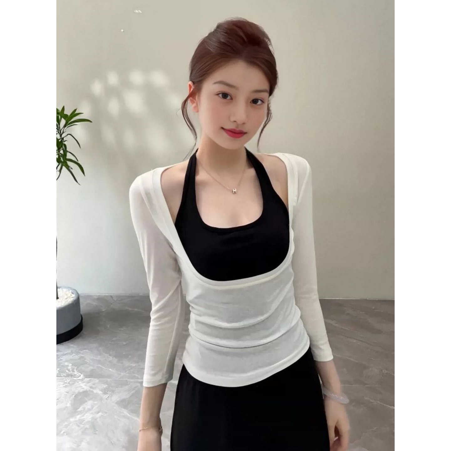 Women's Slim Fit Two-Piece Set Lyocell Ribbed Modal American Style - Style 5c8ee6 - Image 5